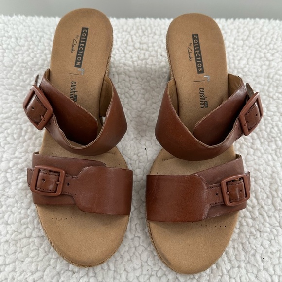 Clarks Collection Brown Lafley Devin Espadrille Wedge Sandal - Picture 2 of 7